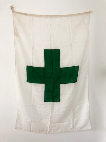 VINTAGE GREEN CROSS FLAG (JAPANESE SAFETY FLAG)